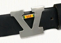 Vietnam Veteran Belt Buckle with Vietnamese Service Ribbon