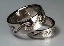 Platinum & 14kt White Gold Wave Wedding Rings